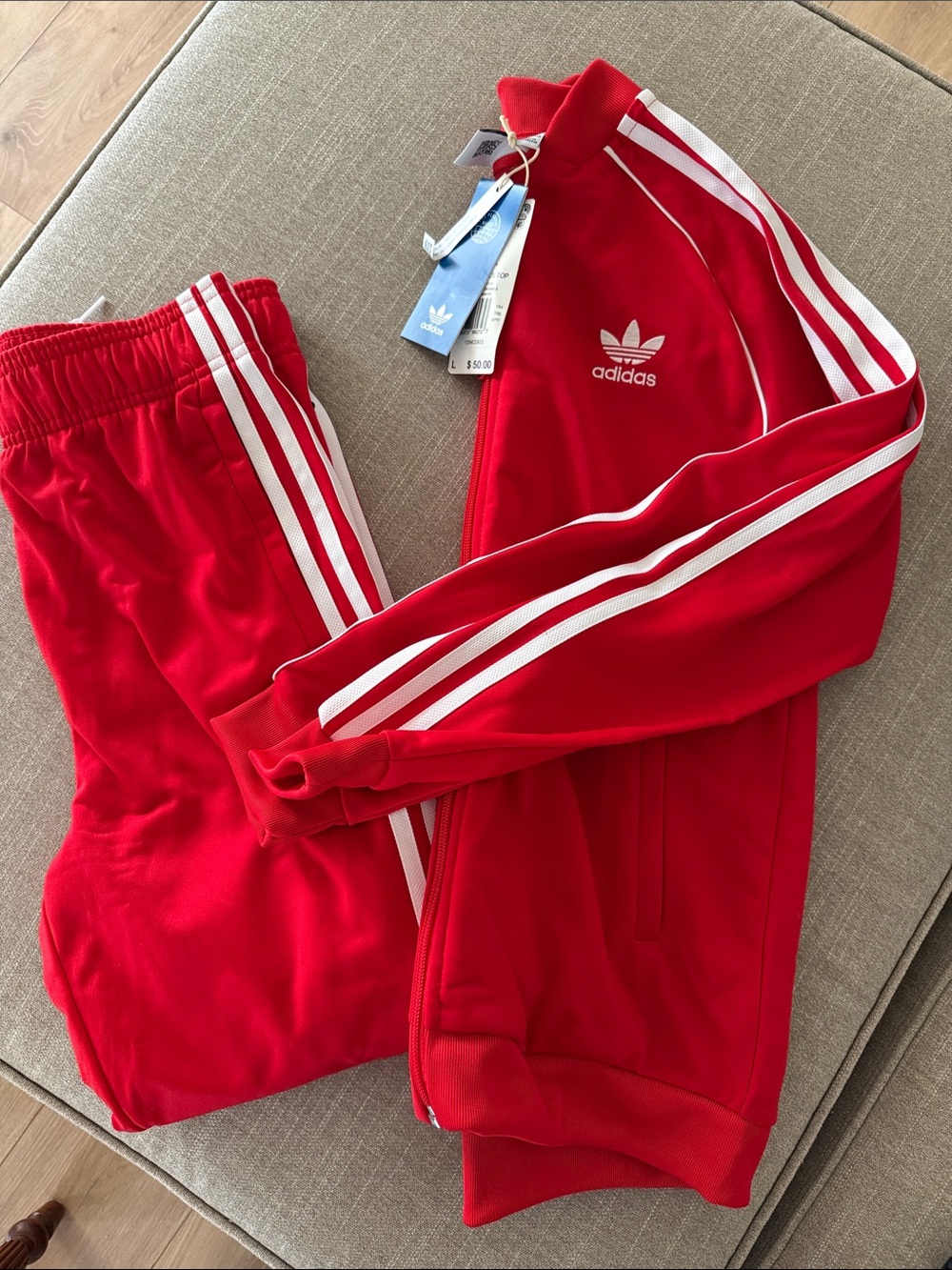 adidas Red Kids Track Jacket & Joggers with White 3-Stripes